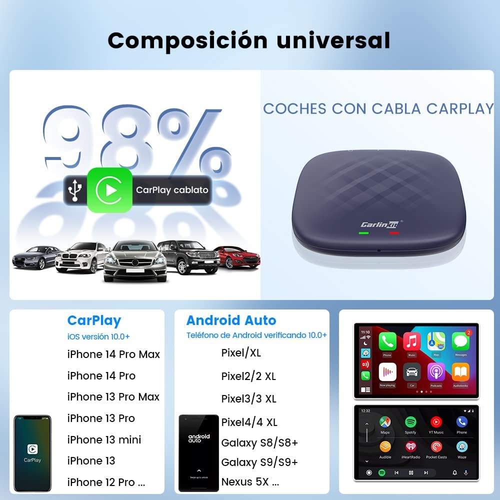 33333 Carlinkit TBOX 3.0 Auto Smart AI Box Adaptador Inalámbrico Multimedia Video Box Para Coches Con OEM Carplay(4+64G) - Imagen 3
