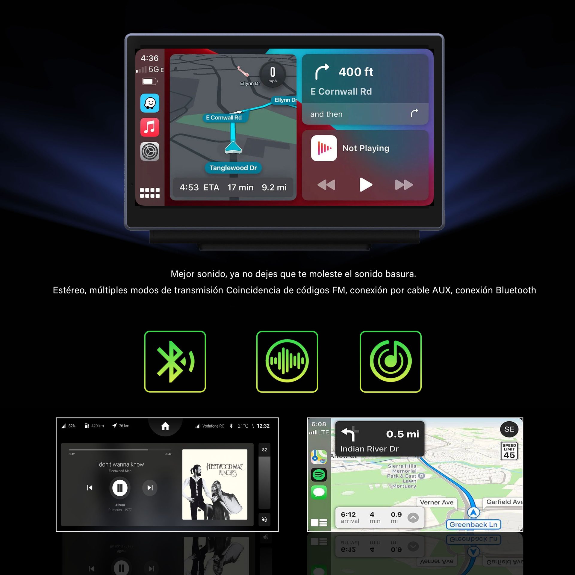 主图02 Unidad de pantalla táctil portátil CarPlay y Android Auto de 7" con Dashcam 4K + cámara de marcha atrás para cualquier coche. - Imagen 6