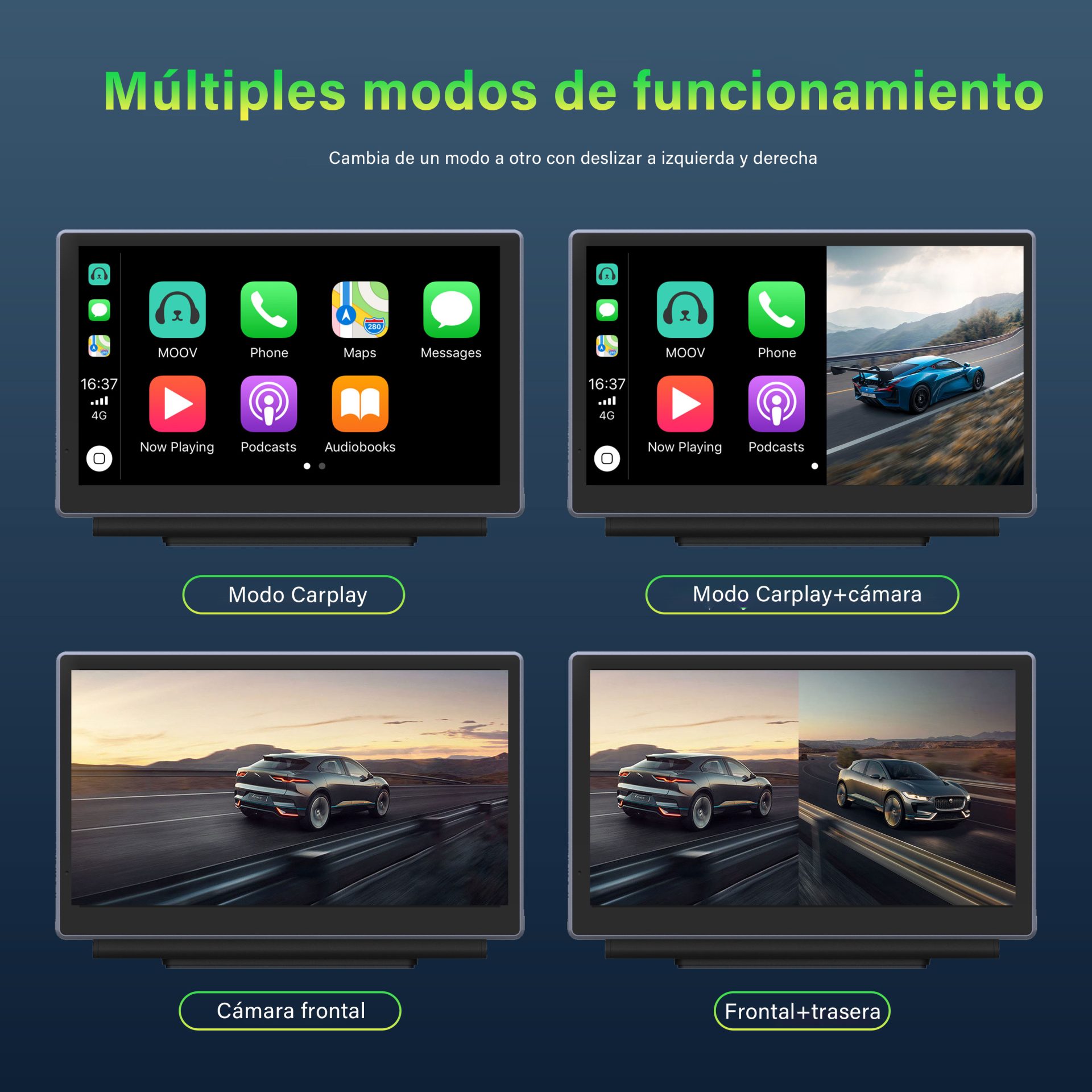 主图03 Unidad de pantalla táctil portátil CarPlay y Android Auto de 7" con Dashcam 4K + cámara de marcha atrás para cualquier coche. - Imagen 7