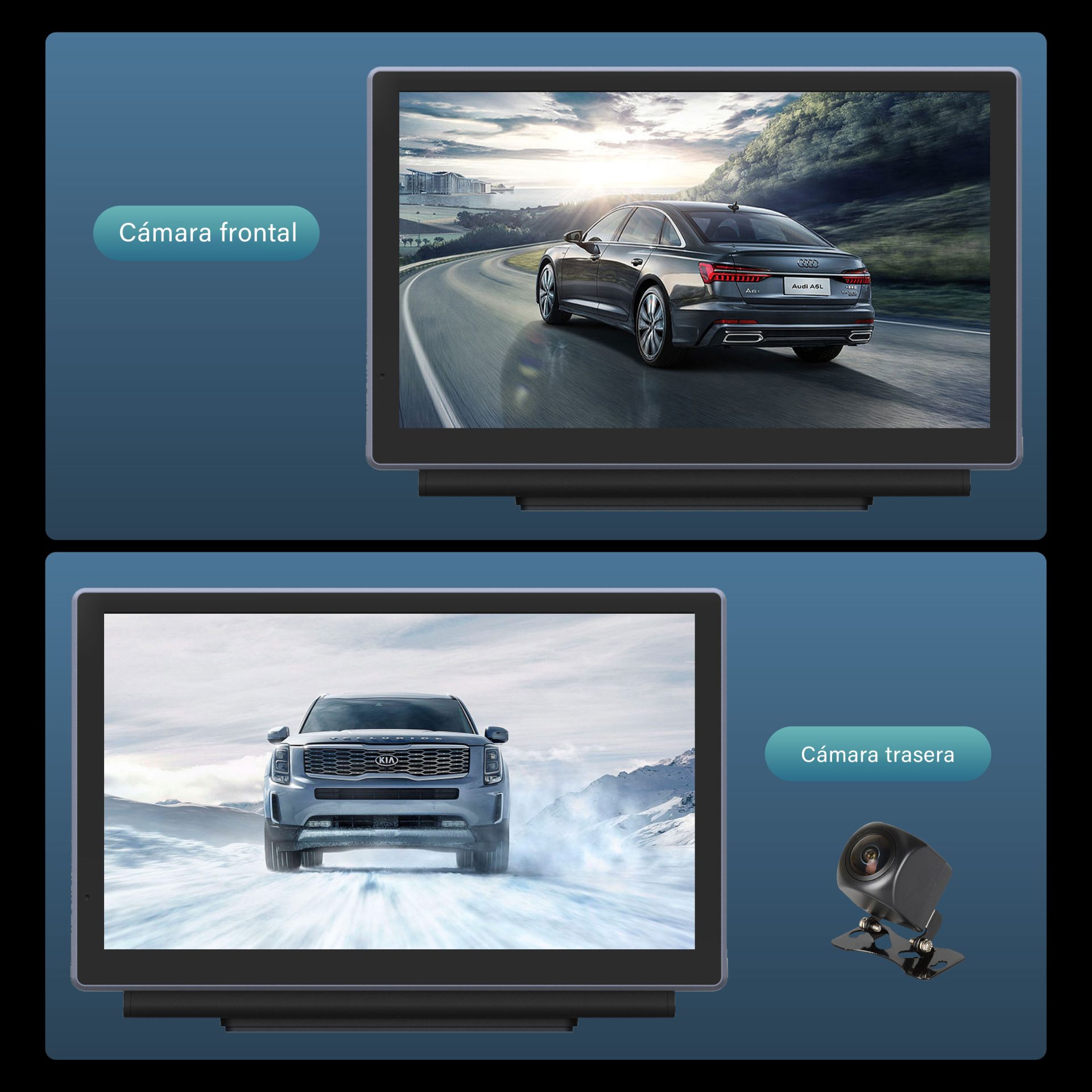 主图05 Unidad de pantalla táctil portátil CarPlay y Android Auto de 7" con Dashcam 4K + cámara de marcha atrás para cualquier coche. - Imagen 9